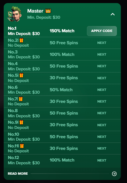 Masterplay casino12 step bonus claim
