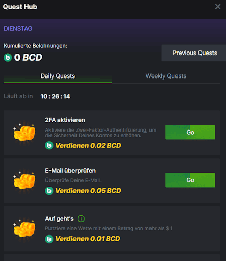 Krypto-Missionen im BC Game Casino